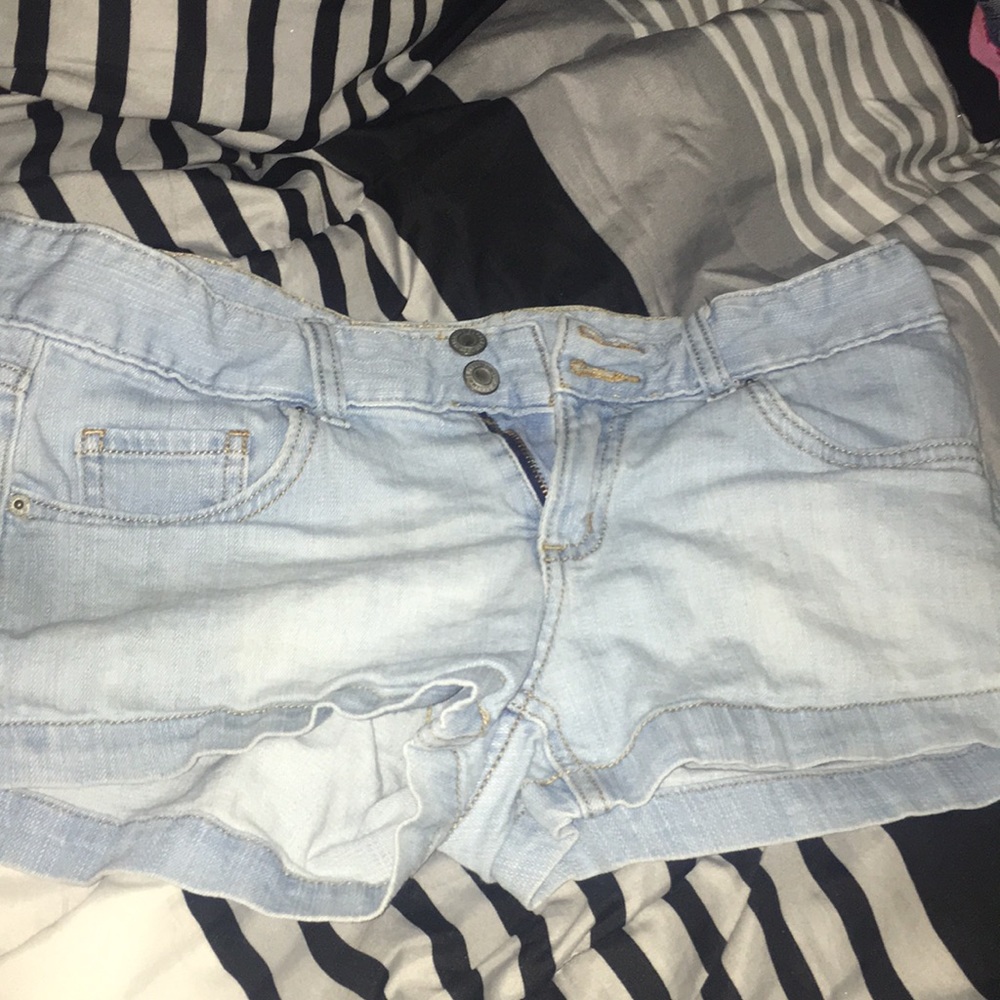 Light blue jean shorts